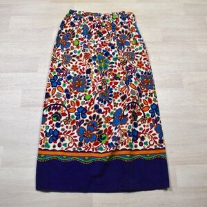 SOLD 70s Cotton Maxi Skirt Boho Hippie Festival Floral Paisley VTG